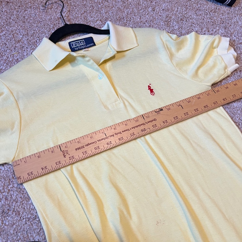 Vintage Polo Ralph Lauren Yellow Polo Dress Short Sleeve Red Pony Logo Large - Picture 7 of 9